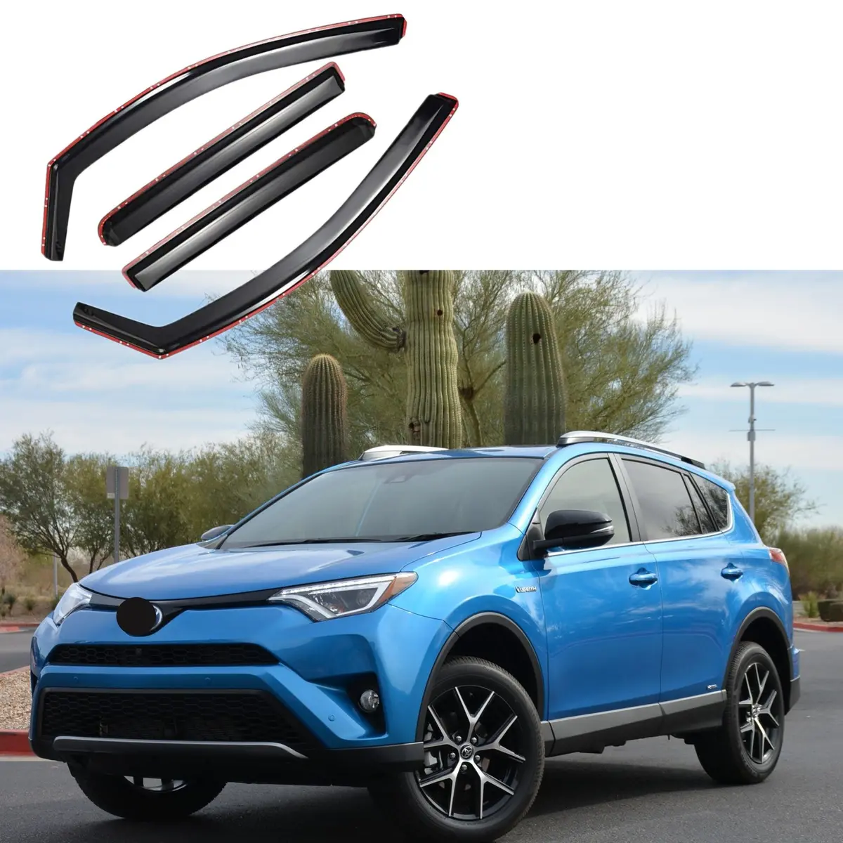Fit 2014-2018 Toyota Rav4 In-Channel Vent Window Visors Rain Sun Wind Guards Shade Deflectors 1