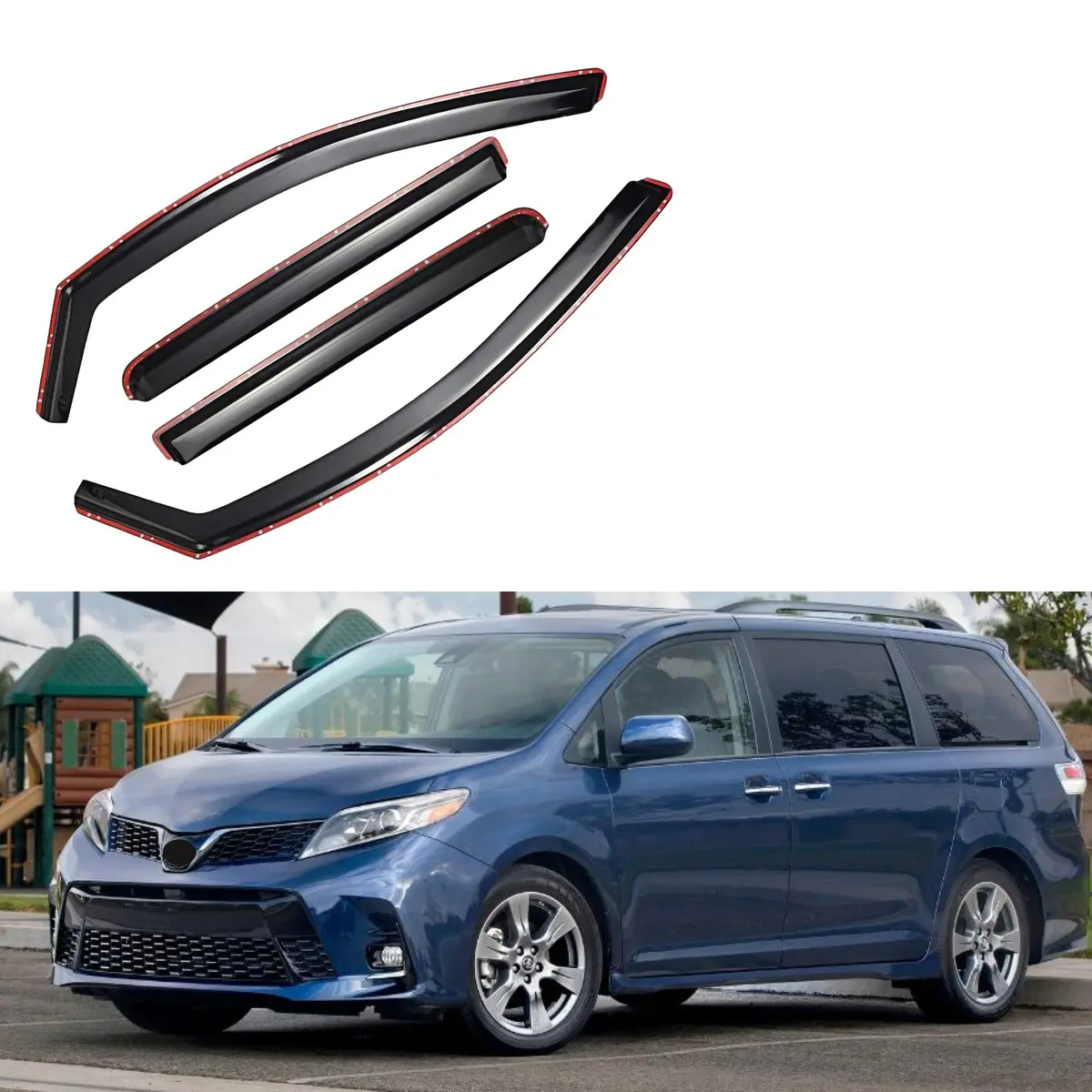 Fit 2011-2020 Toyota Sienna In-Channel Vent Window Visors Rain Sun Wind Guards Shade Deflectors 1