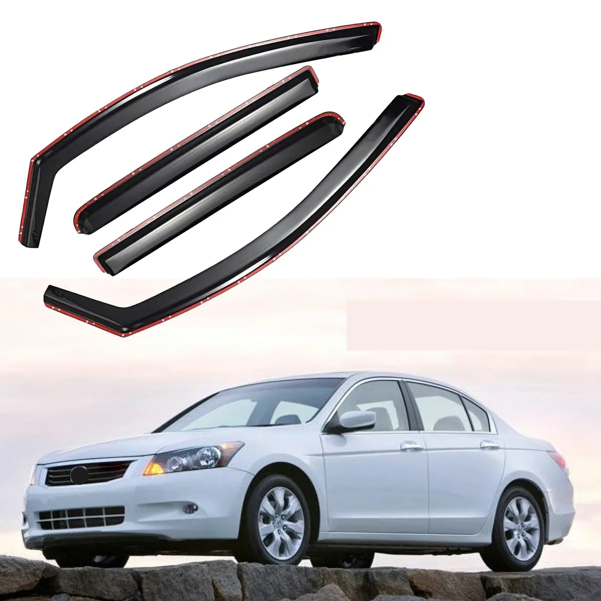Fit 2008-2012 Honda Accord In-Channel Vent Window Visors Rain Sun Wind Guards Shade Deflectors 1