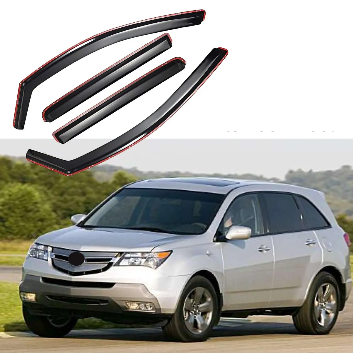 Fit 2007-2013 Acura Mdx In-Channel Vent Window Visors Rain Sun Wind Guards Shade Deflectors 1