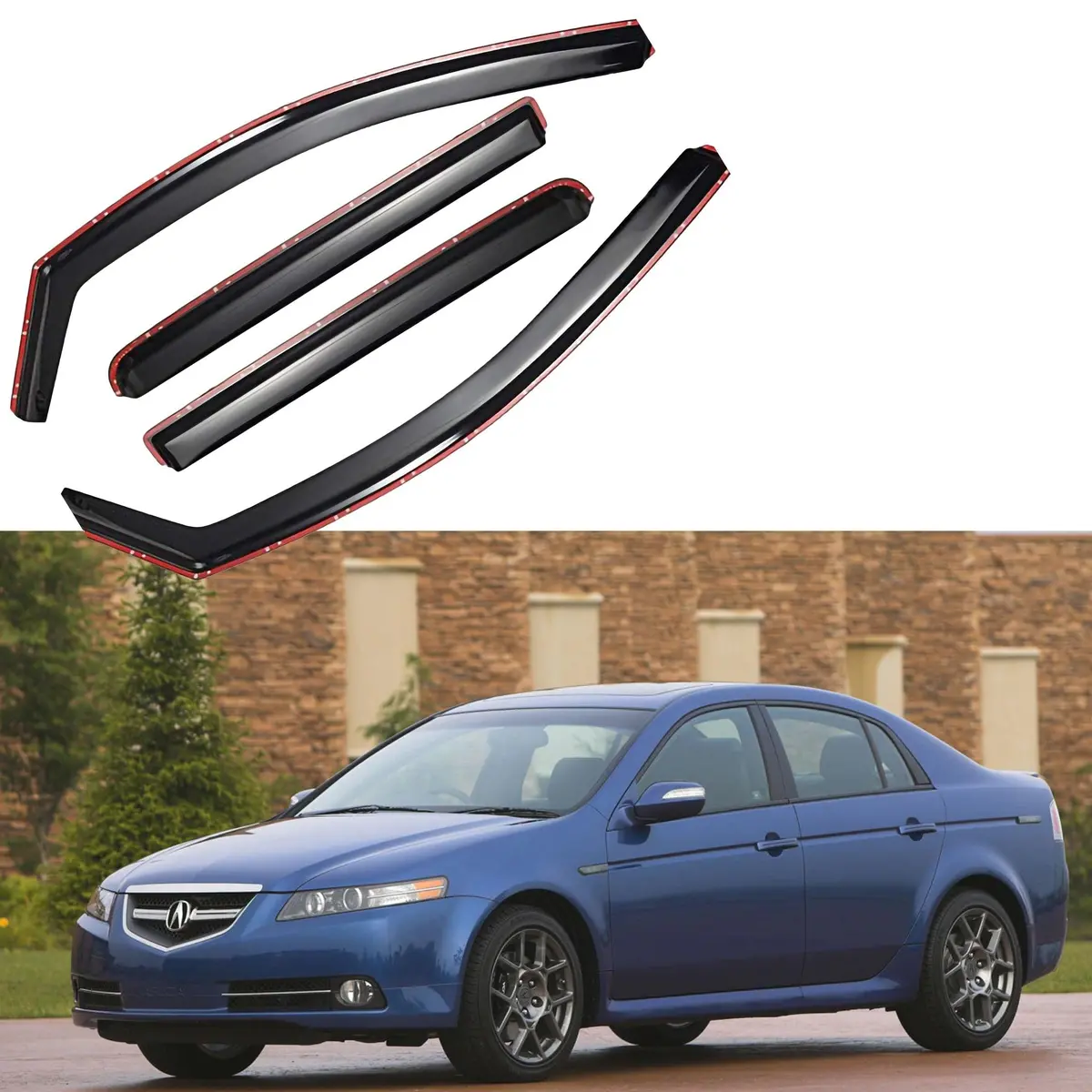 Fit 2004-2008 Acura Tl In-Channel Vent Window Visors Rain Sun Wind Guards Shade Deflectors 1
