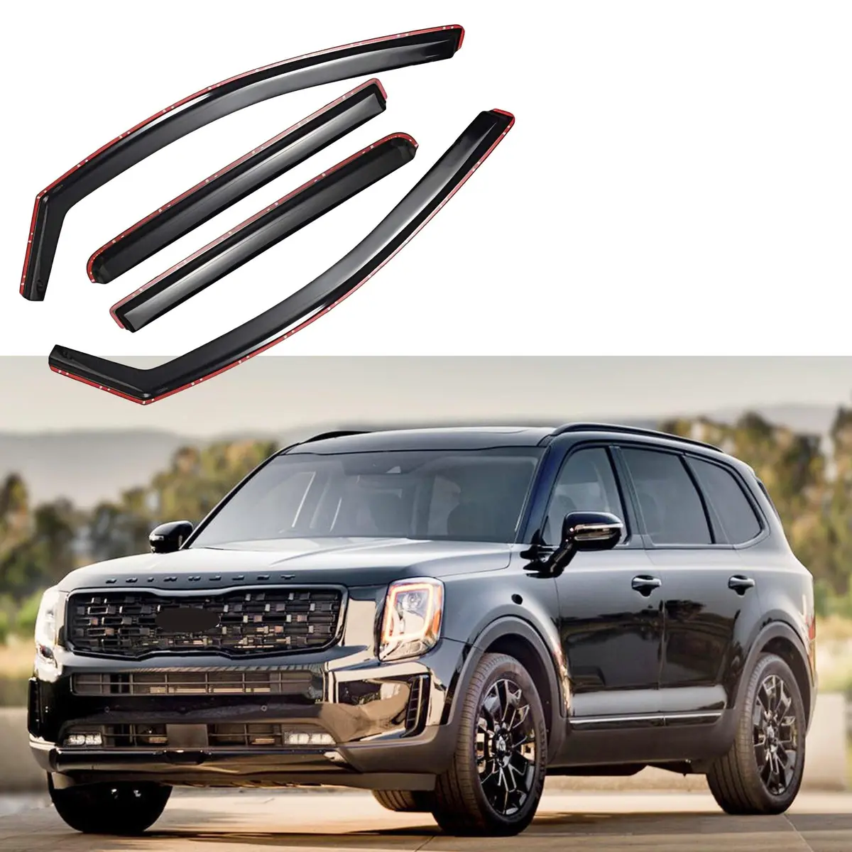 For Kia Telluride 2020-24 In-Channel Vent Window Visors Rain Sun Wind Guards Shade Deflectors 1