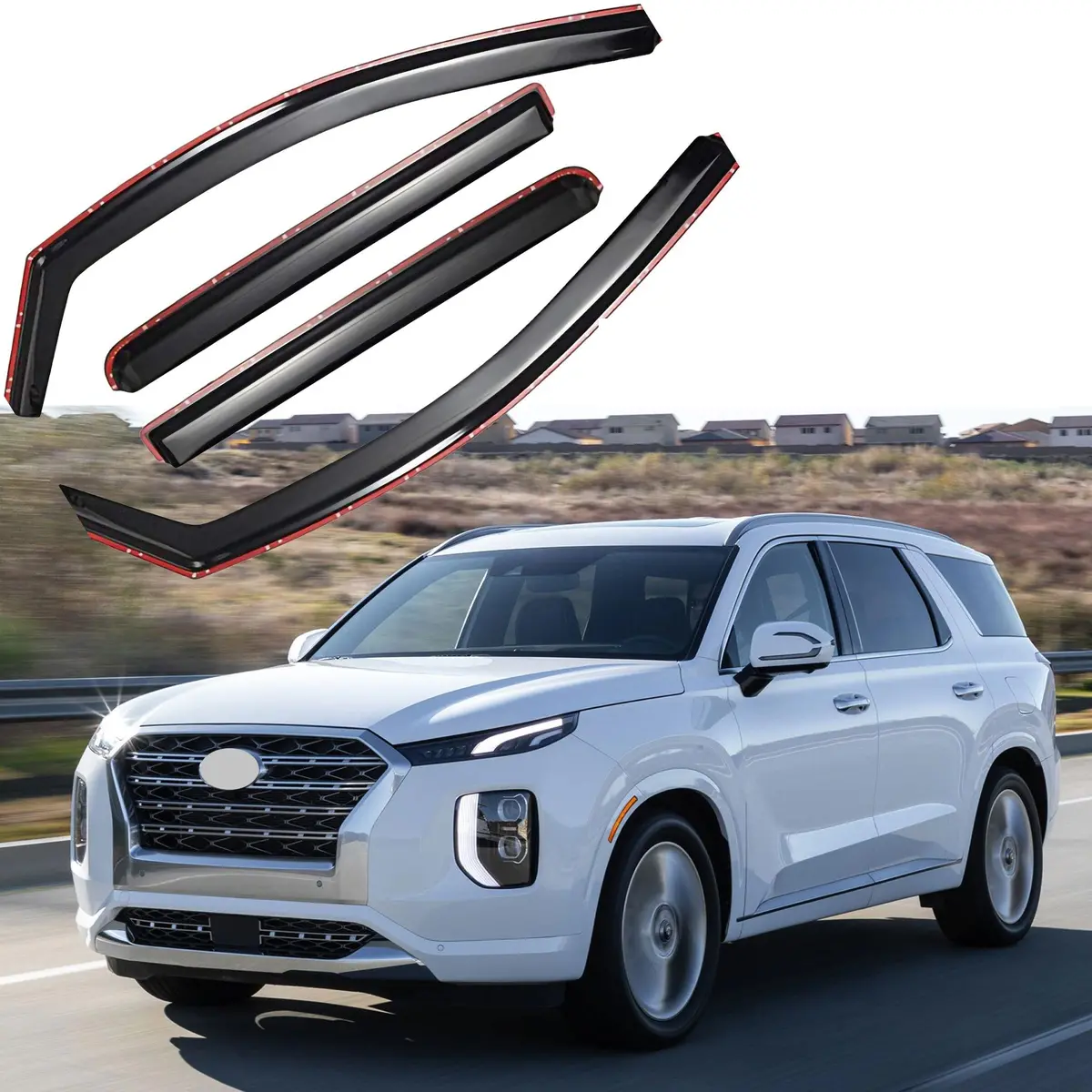 For Hyundai Palisade 2019-2025 In-Channel Vent Window Visors Rain Sun Wind Guards Shade Deflectors 1