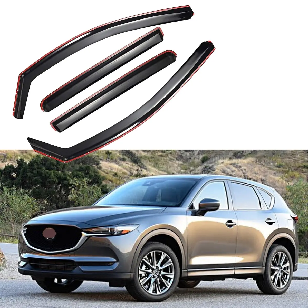 Fit 2017-2024 Mazda Cx5 In-Channel Vent Window Visors Rain Sun Wind Guards Shade Deflectors 1