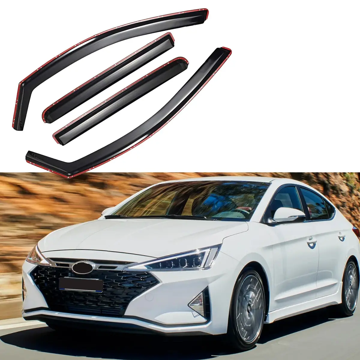 For Hyundai Elantra 2017-2020 In-Channel Vent Window Visors Rain Sun Wind Guards Shade Deflectors 1
