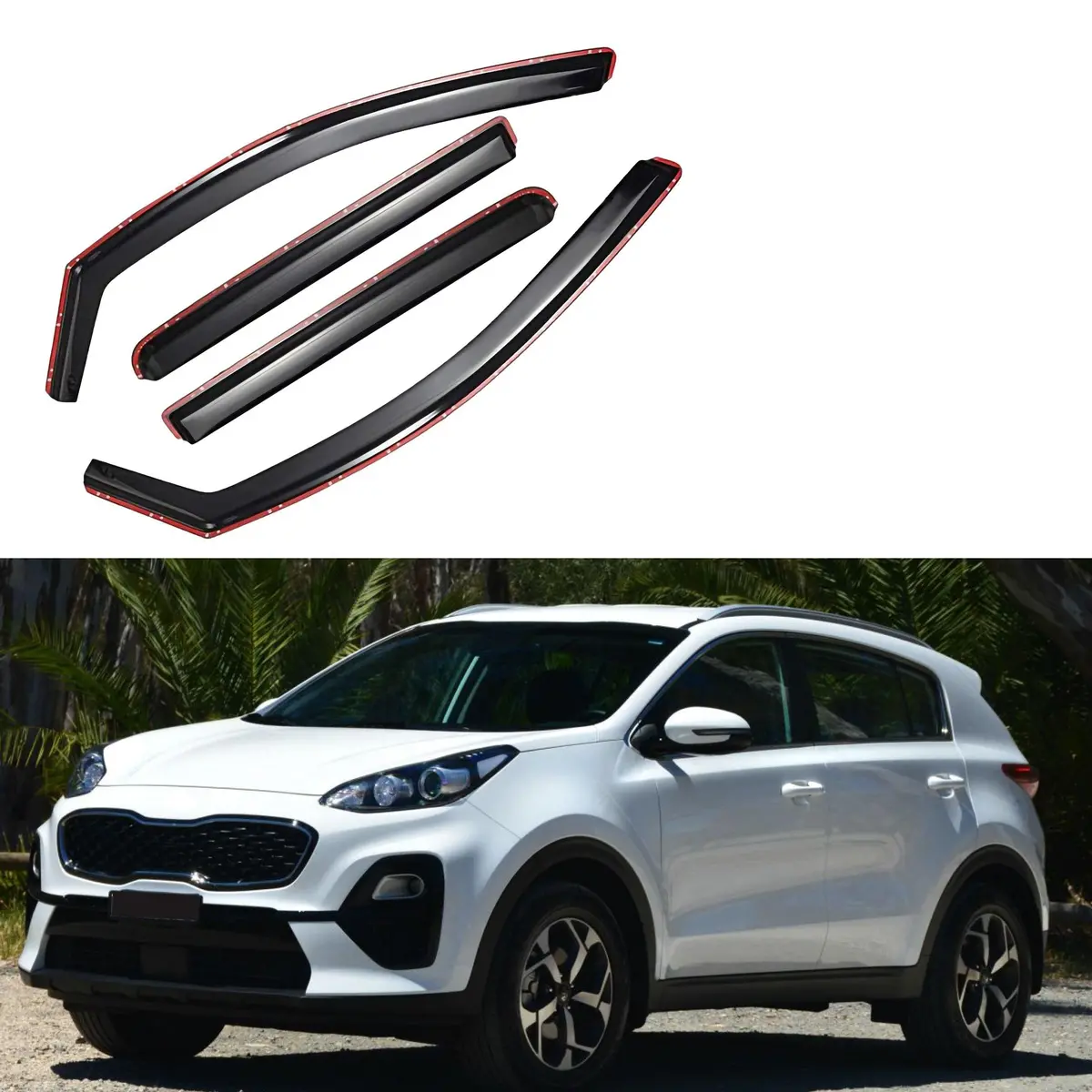For Sportage 2017-2022 In-Channel Vent Window Visors Rain Sun Wind Guards Shade Deflectors 1