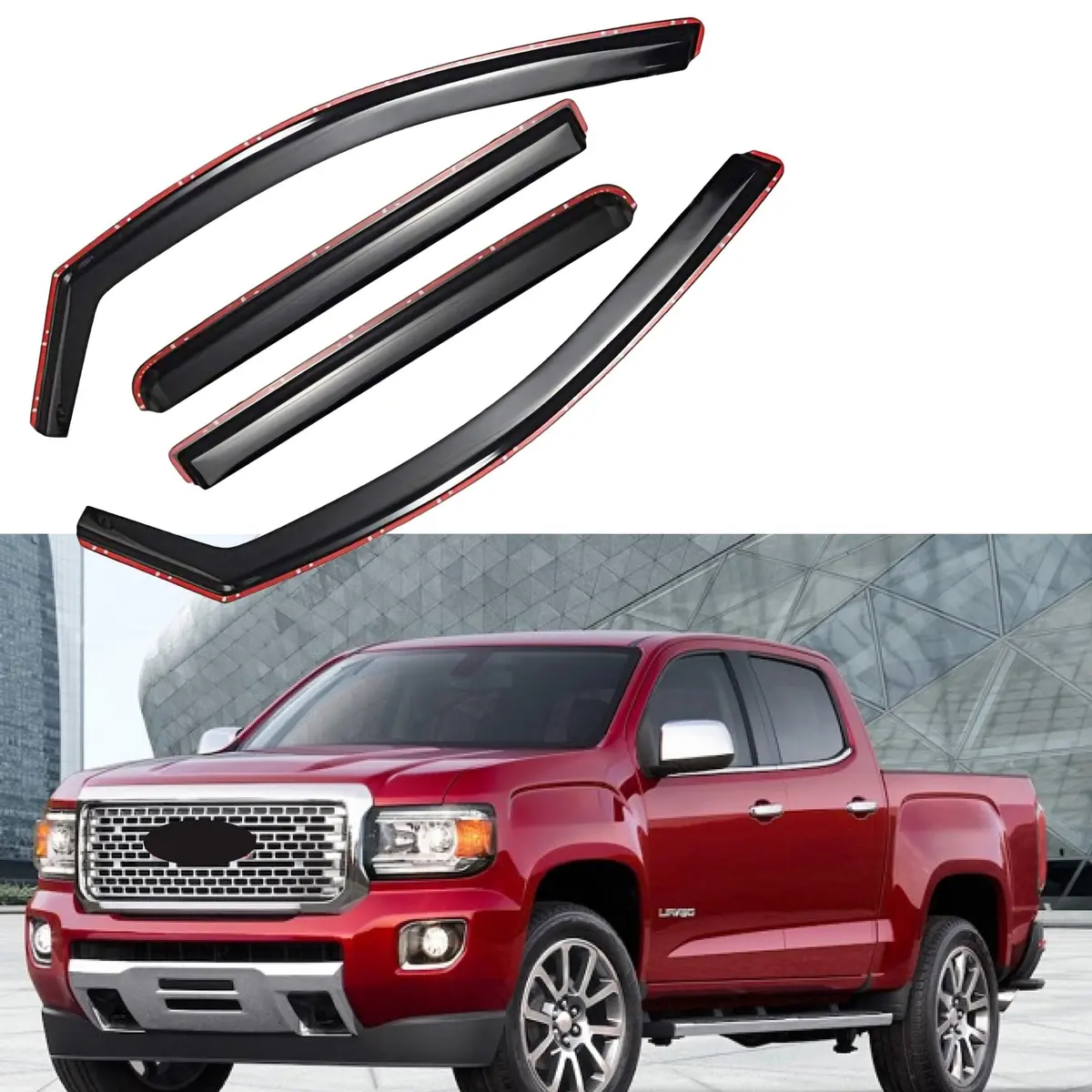 Fit 2015-2021 Gmc Canyon In-Channel Vent Window Visors Rain Sun Wind Guards Shade Deflectors 1