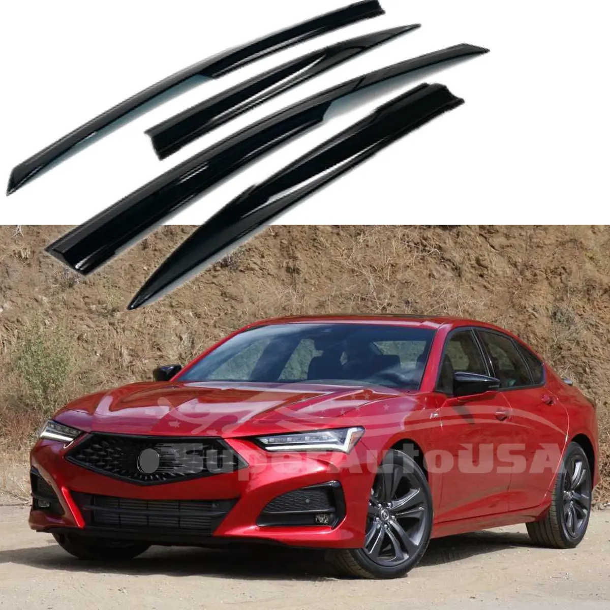 2015-2020 Acura Tlx - Window Visors Rain Guards Shade Deflectors - 3D Mugen Style 1