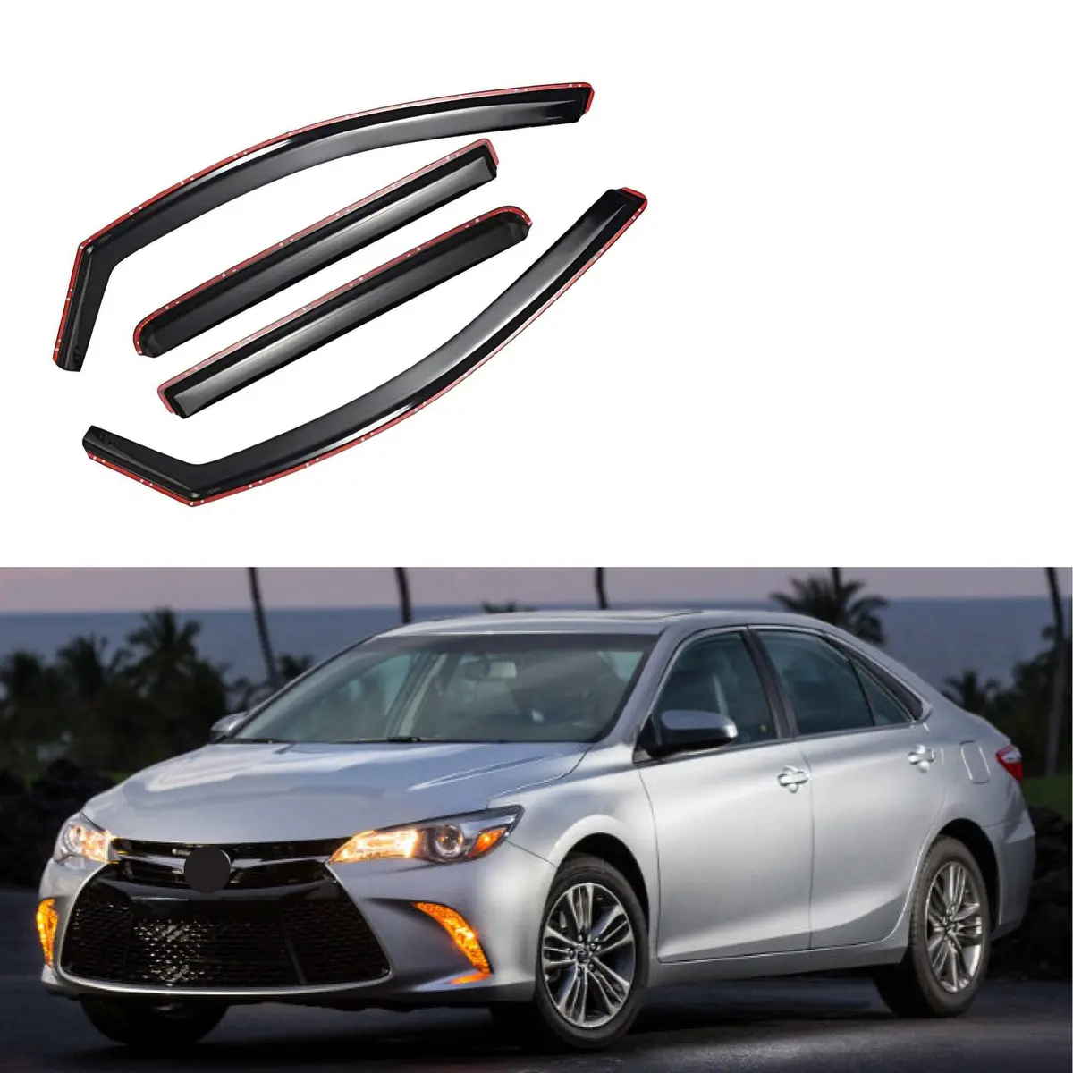 Fit 2015-2017 Toyota Camry In-Channel Vent Window Visors Rain Sun Wind Guards Shade Deflectors 1