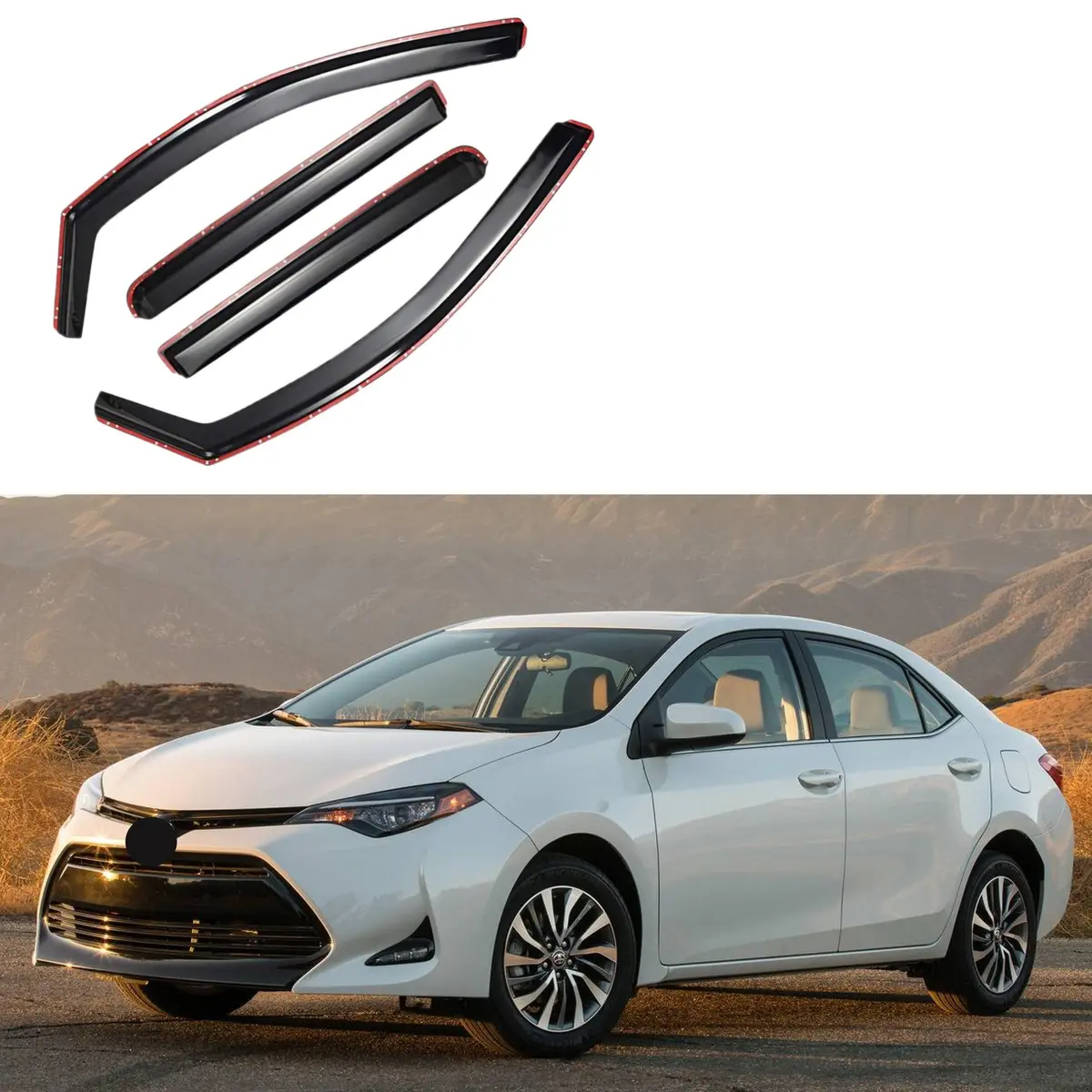 Fit 2014-2019 Toyota Corolla In-Channel Vent Window Visors Rain Sun Wind Guards Shade Deflectors 1