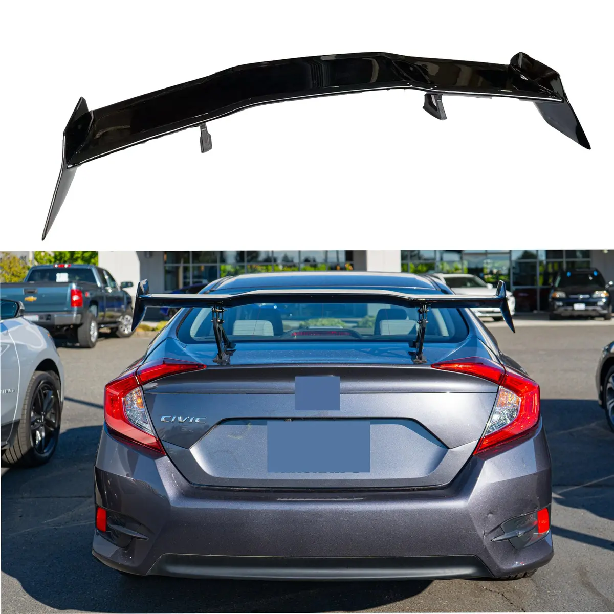 For 2000-23 Honda Civic Jdm Gt Vip Style Glossy Black Rear Trunk Spoiler Wing 1