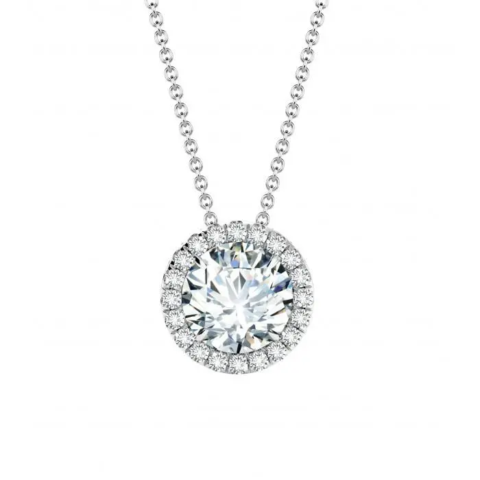 White Gold Diamond Halo Pendant 1