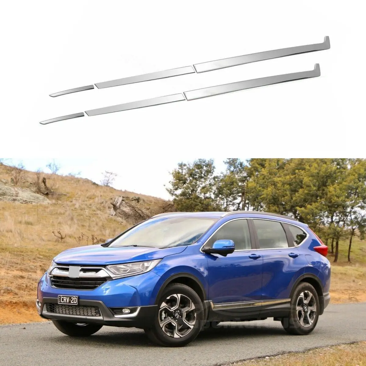 Fit 2017-2019 Honda Crv Side Door Moldings Trim Cover (Chrome, 8 Pcs) 1