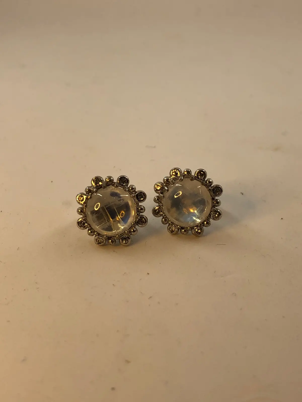 Sterling Silver Moonstone And White Sapphire Earrings 1