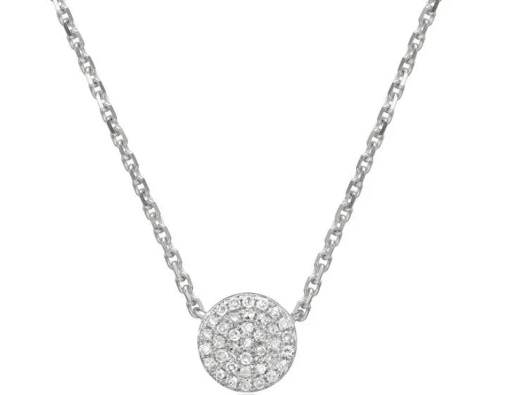 14K White Gold Diamond Circle Pendant 1