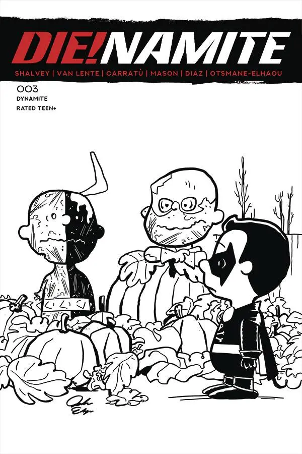 Die!Namite #3 7 Copy Peanuts Homage Line Art Foc Incv 1