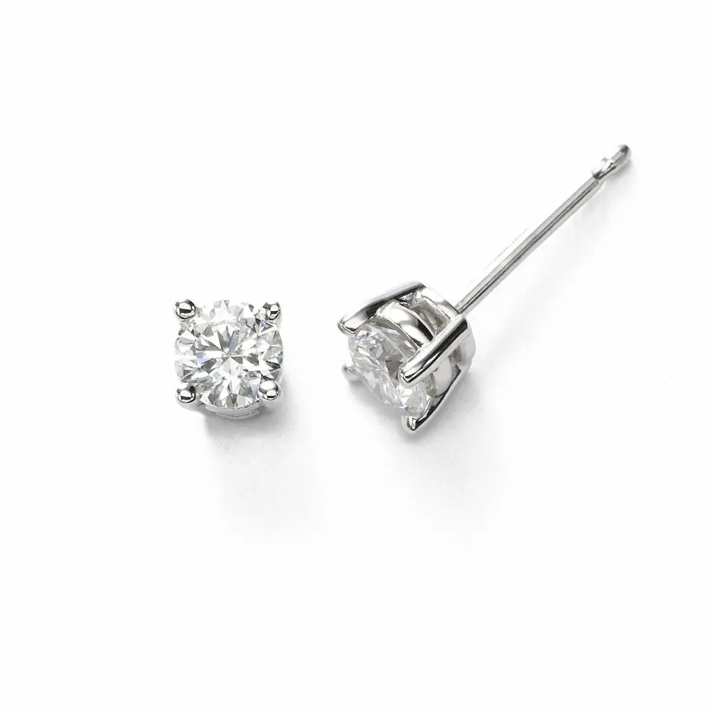 14K White Gold Diamond Stud Earrings .20Ct Total Weight 1
