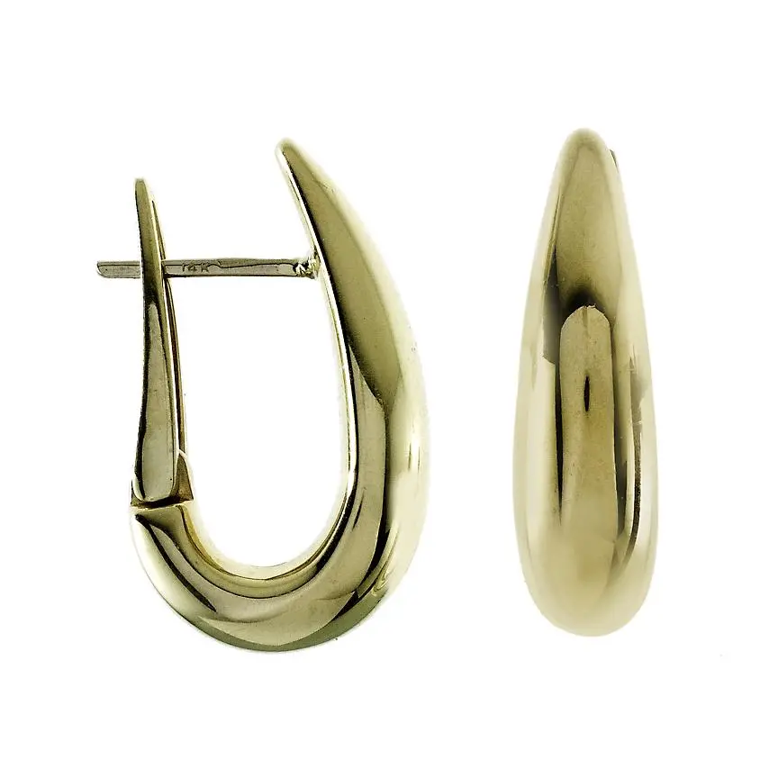 14K Yellow Gold Tapered Hoop Earrings 1