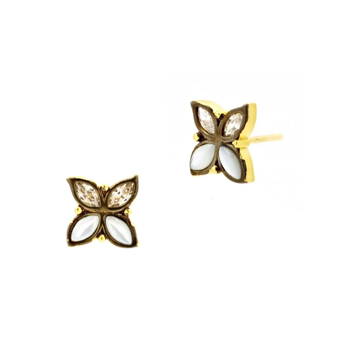 Frieda Rothman Sterling Fleur Bloom Leaflet Stud Earrings 1