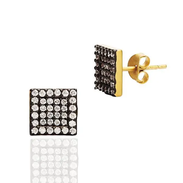 Frieda Rothman Pavè Square Stud Earring 1