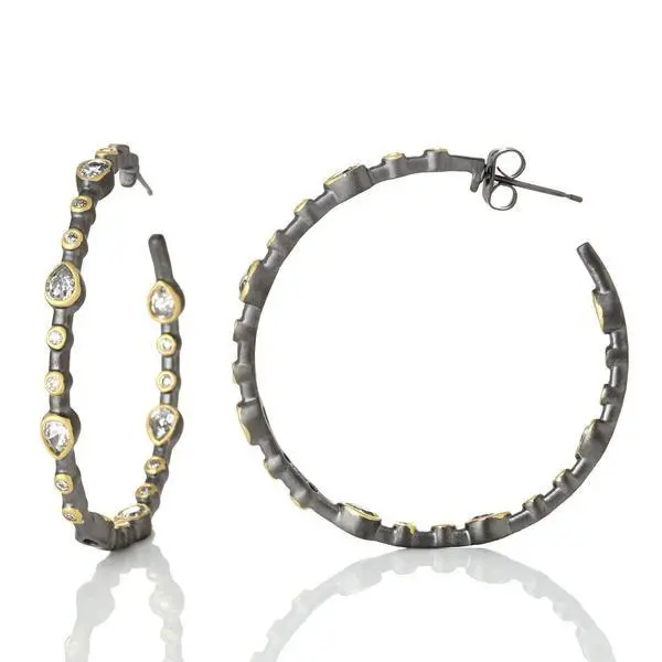 Frieda Rothman Signature Teardrop Bezel Hoop Earring 1