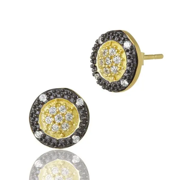 Frieda Rothman Two-Tone Pavé Round Stud 1
