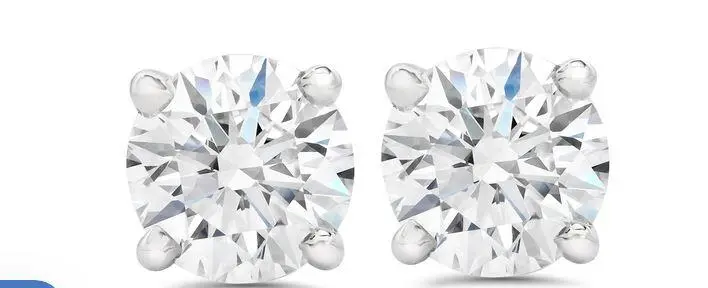 14K White Gold Diamond Stud Earrings 1.44Ct Total Gia Cerified F I1 And G I1 1