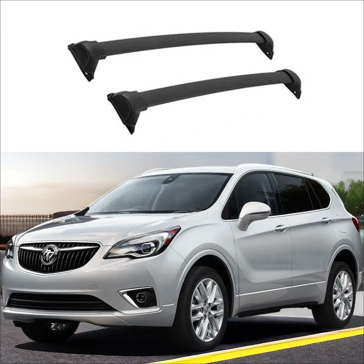 Fit 2016-2020 Buick Envision Black Luggage Cross Bar Crossbar 1