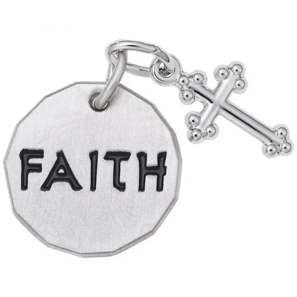 Sterling Silver Faith Tag With Cross Charm 1