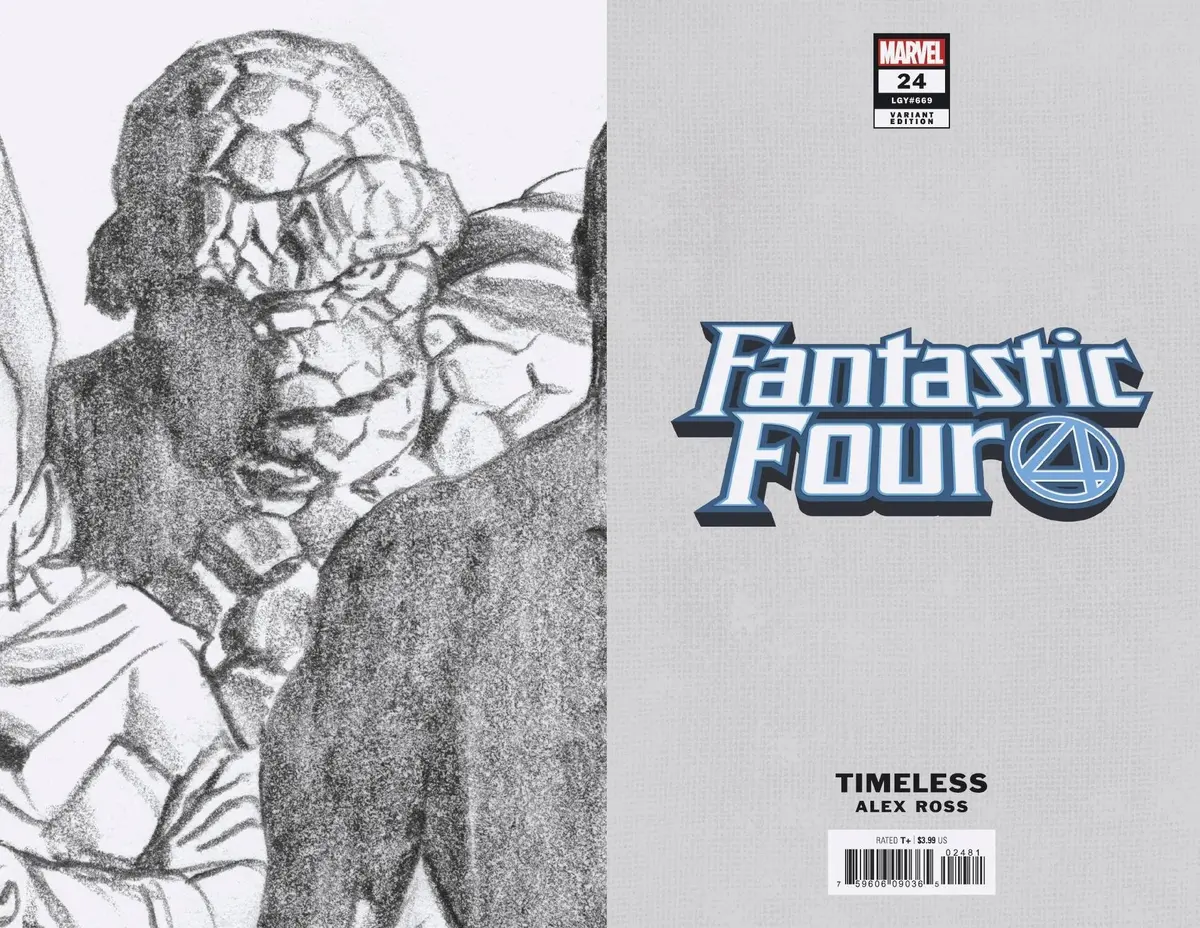 Fantastic Four #24 Alex Ross Thing Timeless Virgin Sketch Va 1