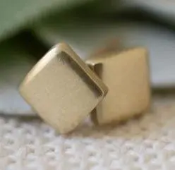 Gold Matte Square Stud Earrings 1
