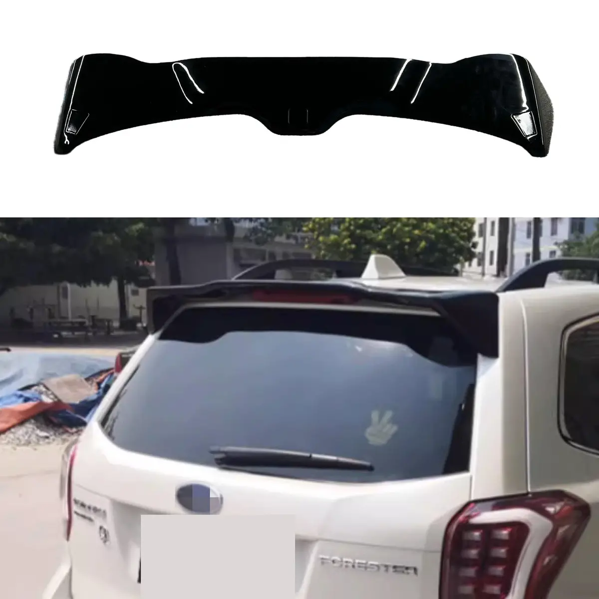 Fits 2014-2018 Subaru Forester Wind Sun Glossy Black Abs Rear Roof Spoiler Wing 1