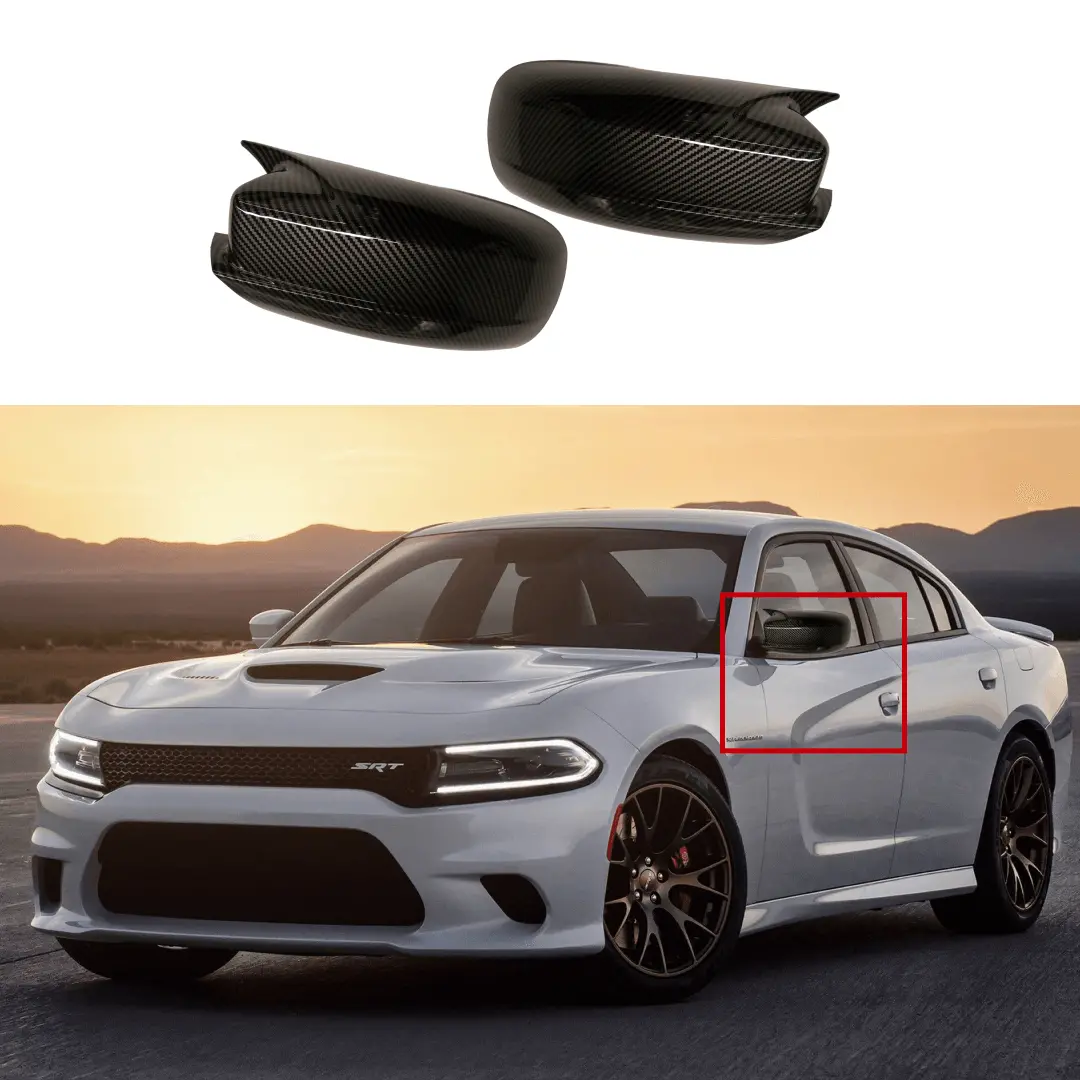 Fits Dodge Charger 2011-Up M Style Rear View Side Carbon Fiber Mirror Cover Cap 1