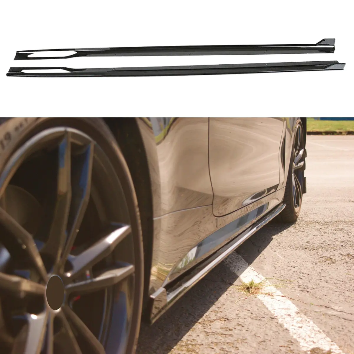 Fits 2021-2025 Bmw 4 Series G22 G23 430I M440i 440I Gloss Black Side Body Skirts 1