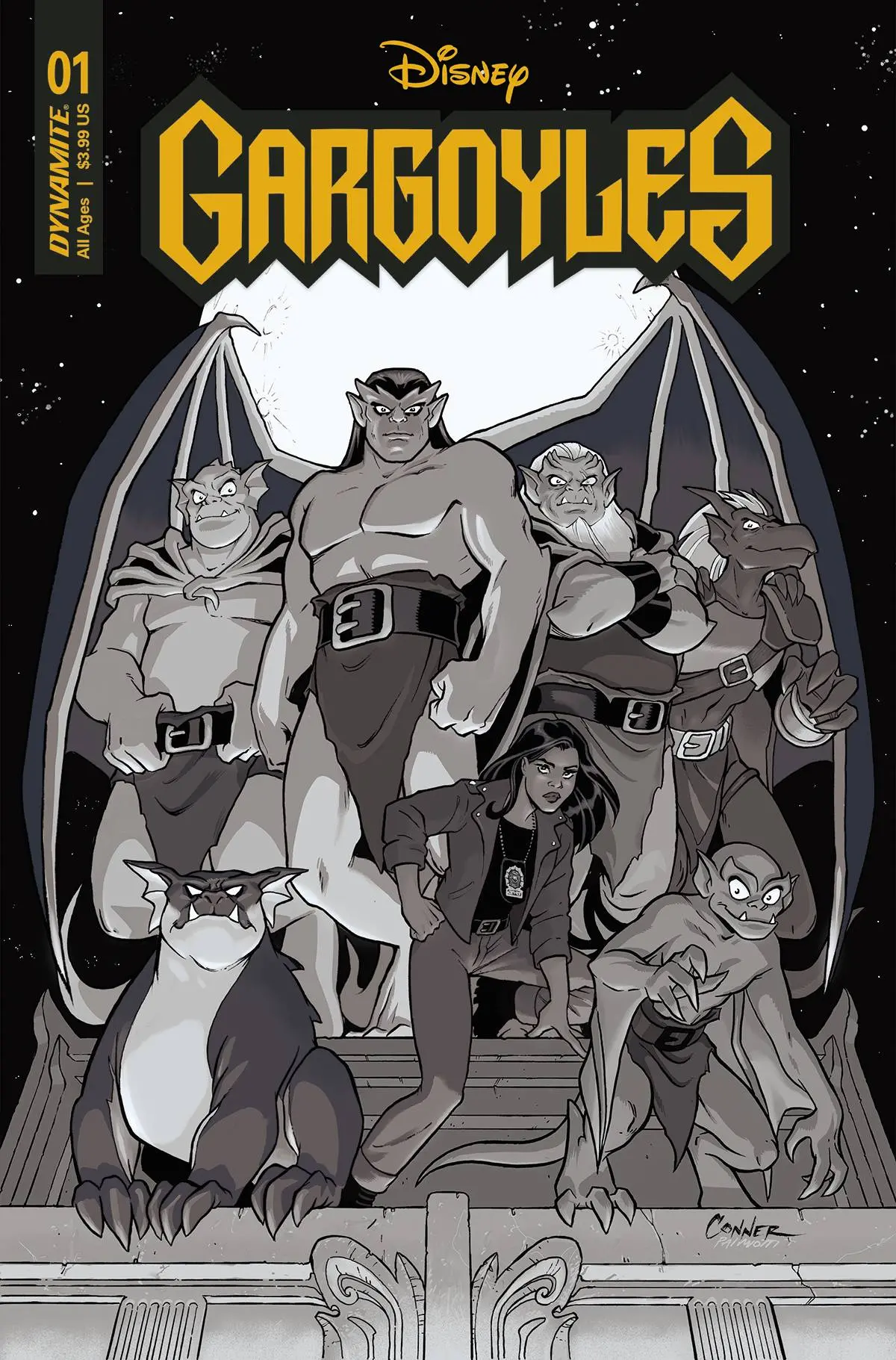 Gargoyles #1 Cvr P 75 Copy Incv Conner B&W 1