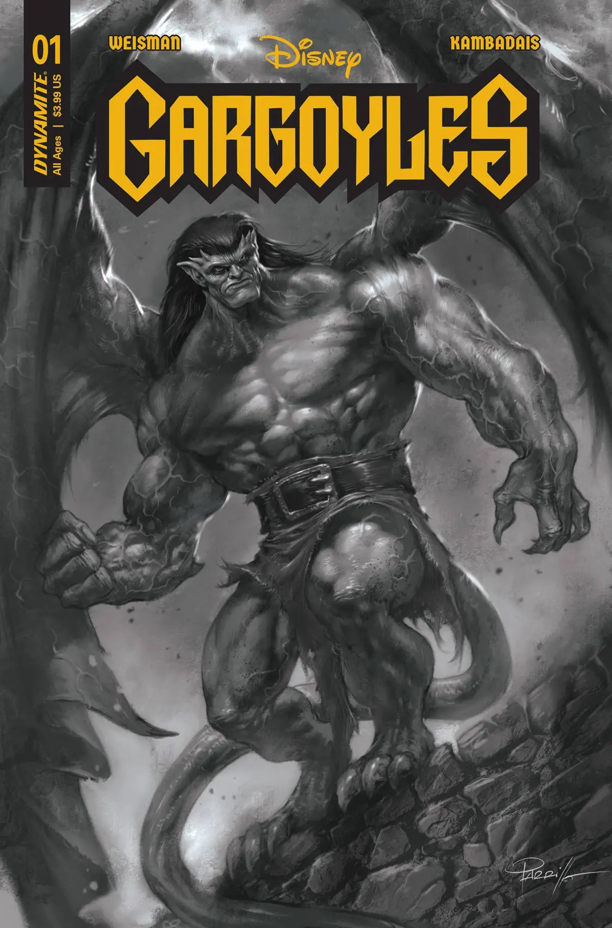 Gargoyles #1 Cvr Zf 10 Copy Foc Incv Parrillo B&W 1