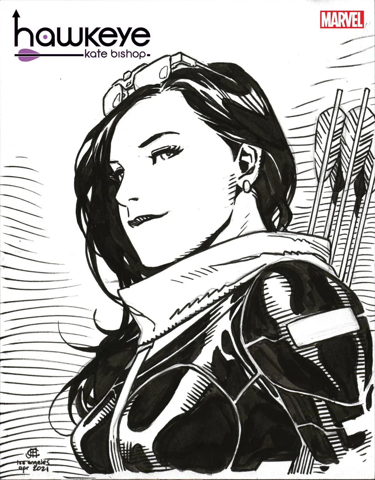 Hawkeye Kate Bishop #3 (Of 5) Cheung Headshot Sketch Var 1