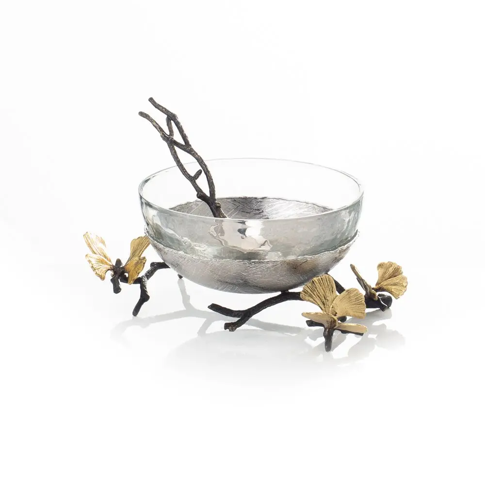 Butterfly Gingko Nut Dish With Spoon 1