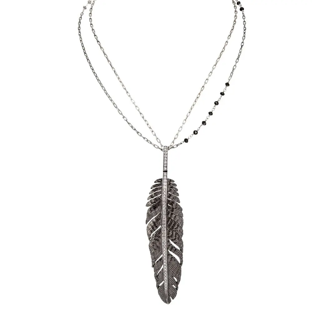 Feather Pendant Necklace 68Mm 1