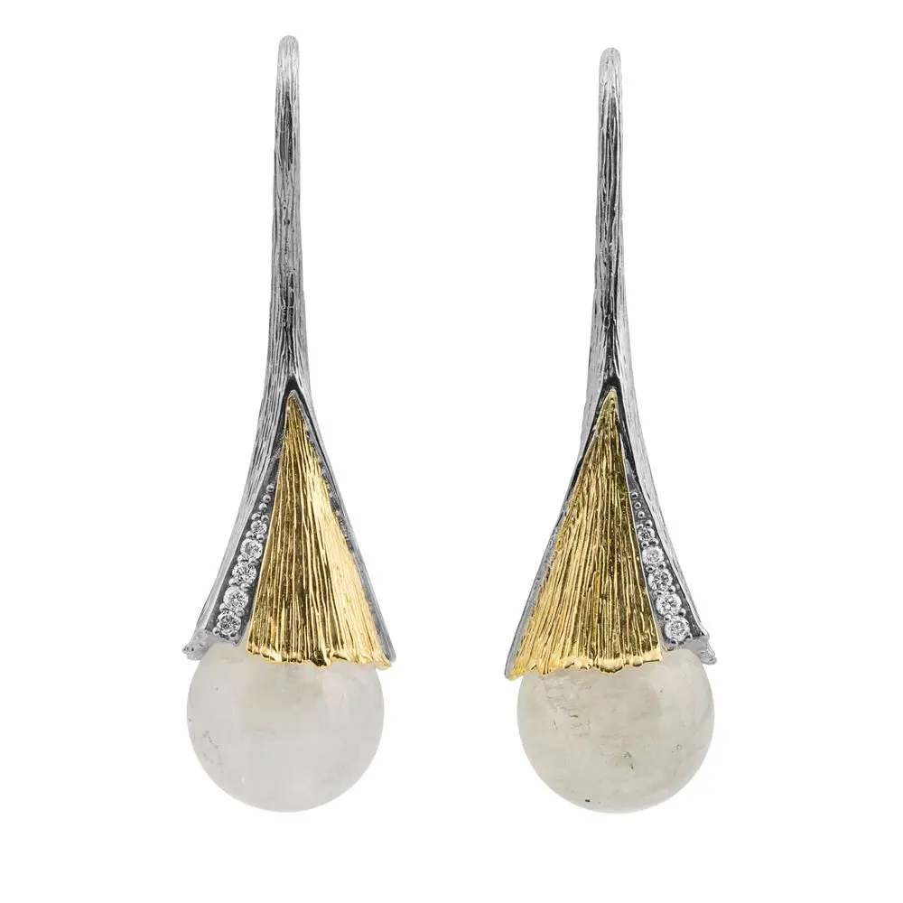 Michael Aram Sterling And 18K Yellow Gold Butterfly Gingko Leaf Drop Earrings 1