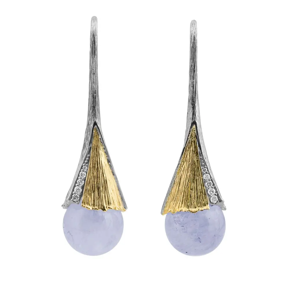 Michael Aram Sterling Silver And 18K Yellow Gold Butterfly Gingko Leaf Drop Earrings 1