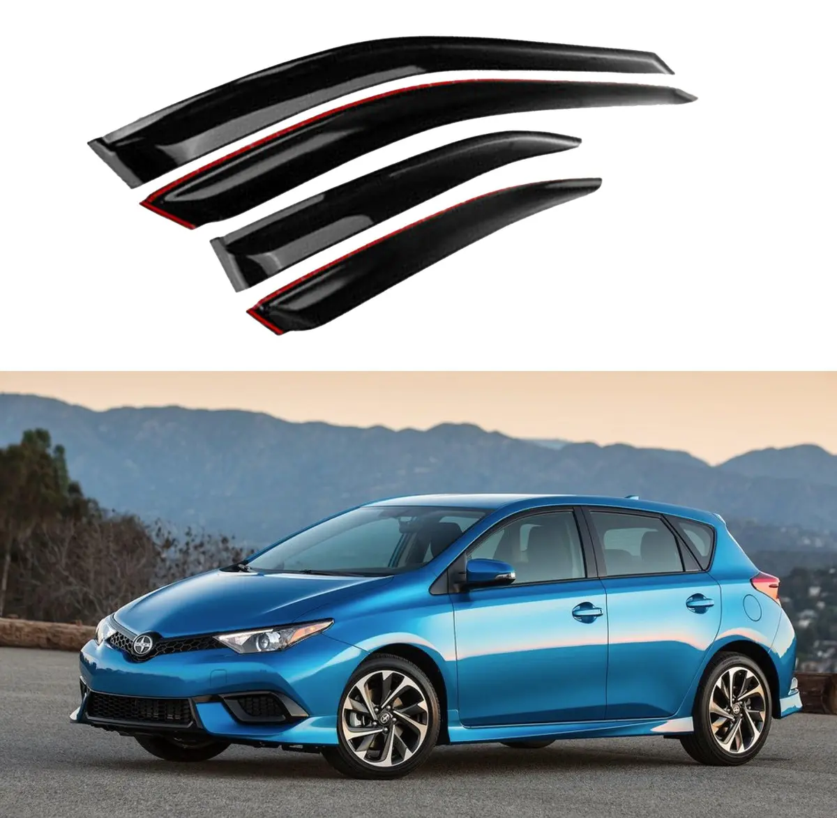 Fit 2015-2018 Toyota Corolla Scion Im Out-Channel Vent Window Visors Rain Sun Wind Guards Shade Deflectors 1
