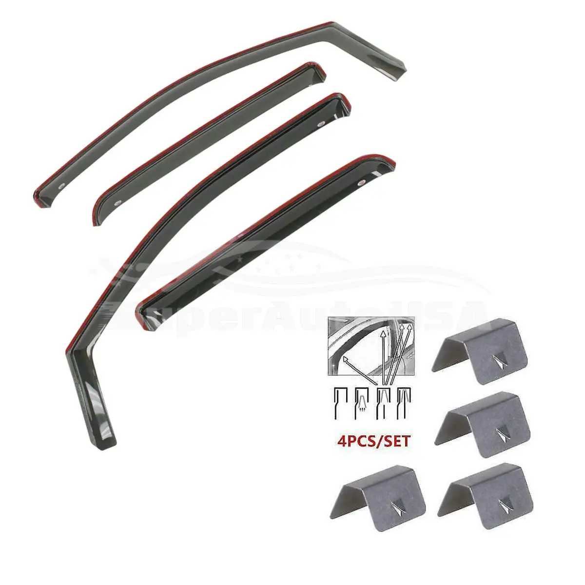 Fit 2020-2026 Toyota Corolla 4Dr Sedan In-Channel Vent Window Visors Rain Sun Wind Guards Shade Deflectors 1