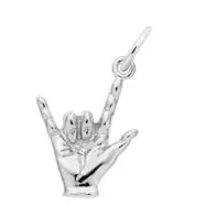 Sterling Silver I Love You Hand Sign Charm 1