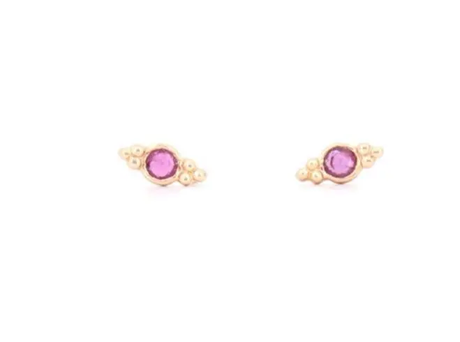 14K Yellow Gold Ruby Iris Stud Earrings 1
