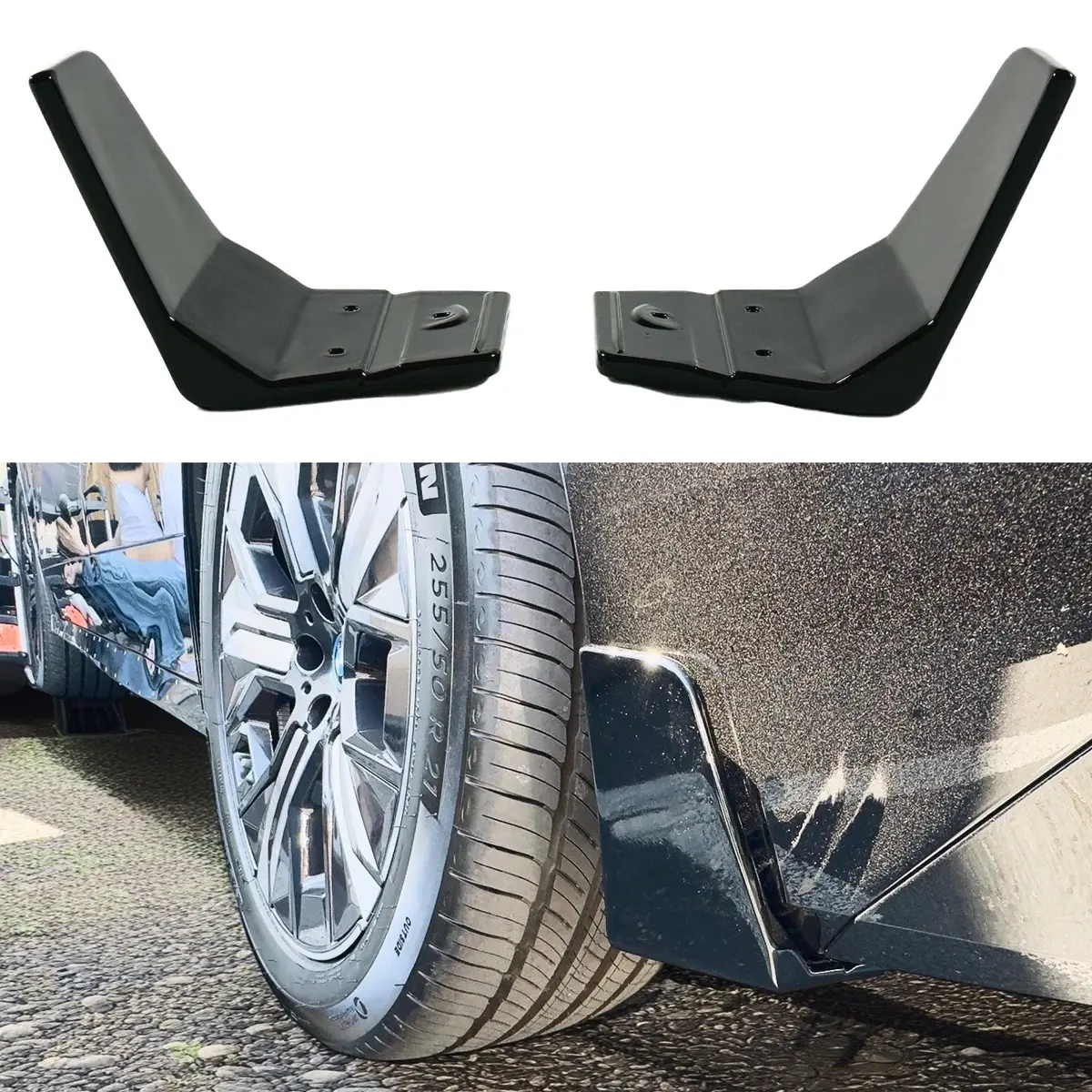 Fits 2022-2025 Bmw Ix Gloss Black Rear Splitters Corners 1
