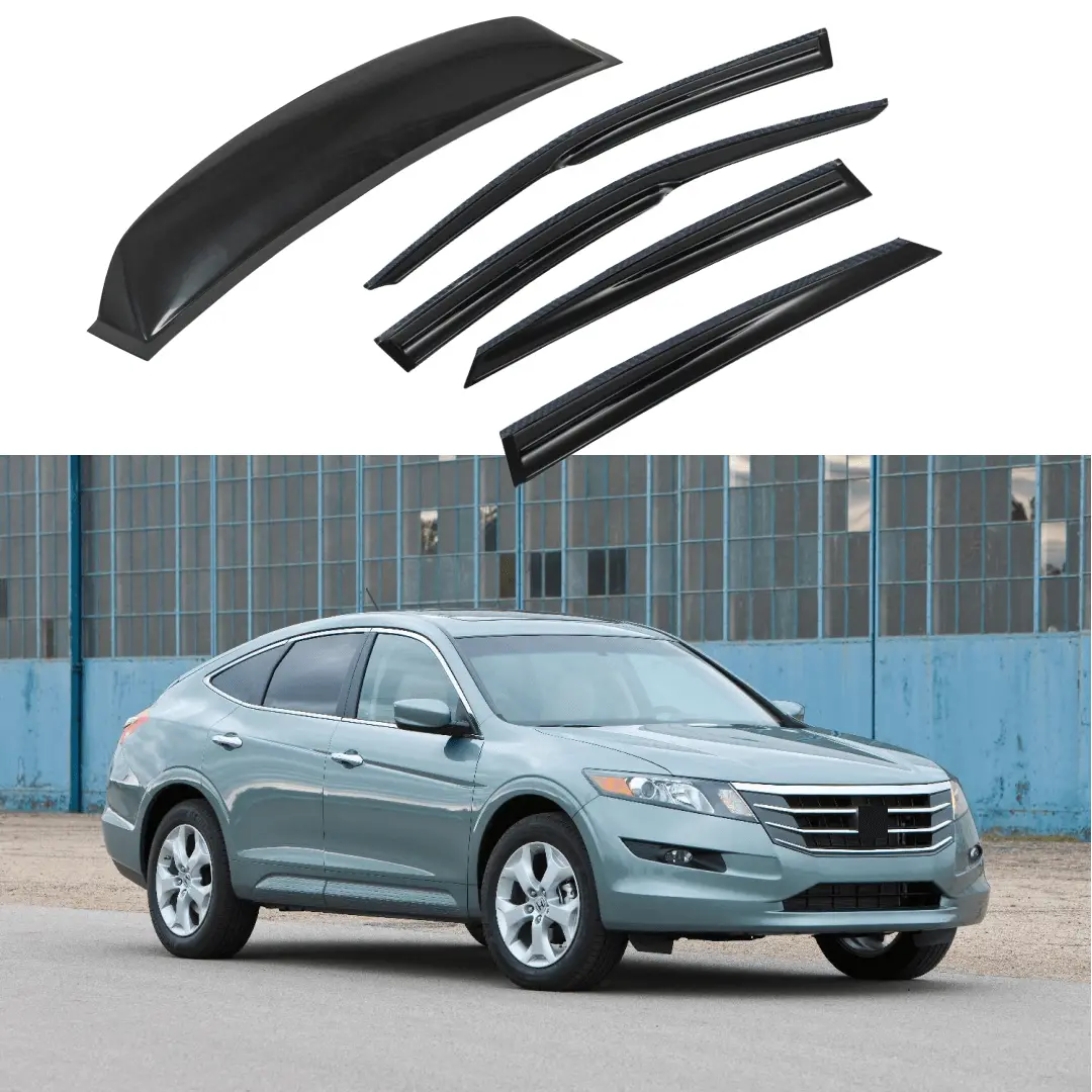 Fits 2008-2012 Honda Accord Carbon Trim Window Vent Visors & Rear Roof Spoiler 1