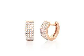 14K Yellow Gold Jumbo Pave Huggies 1