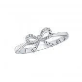 14K White Gold Diamond Bow Ring 1