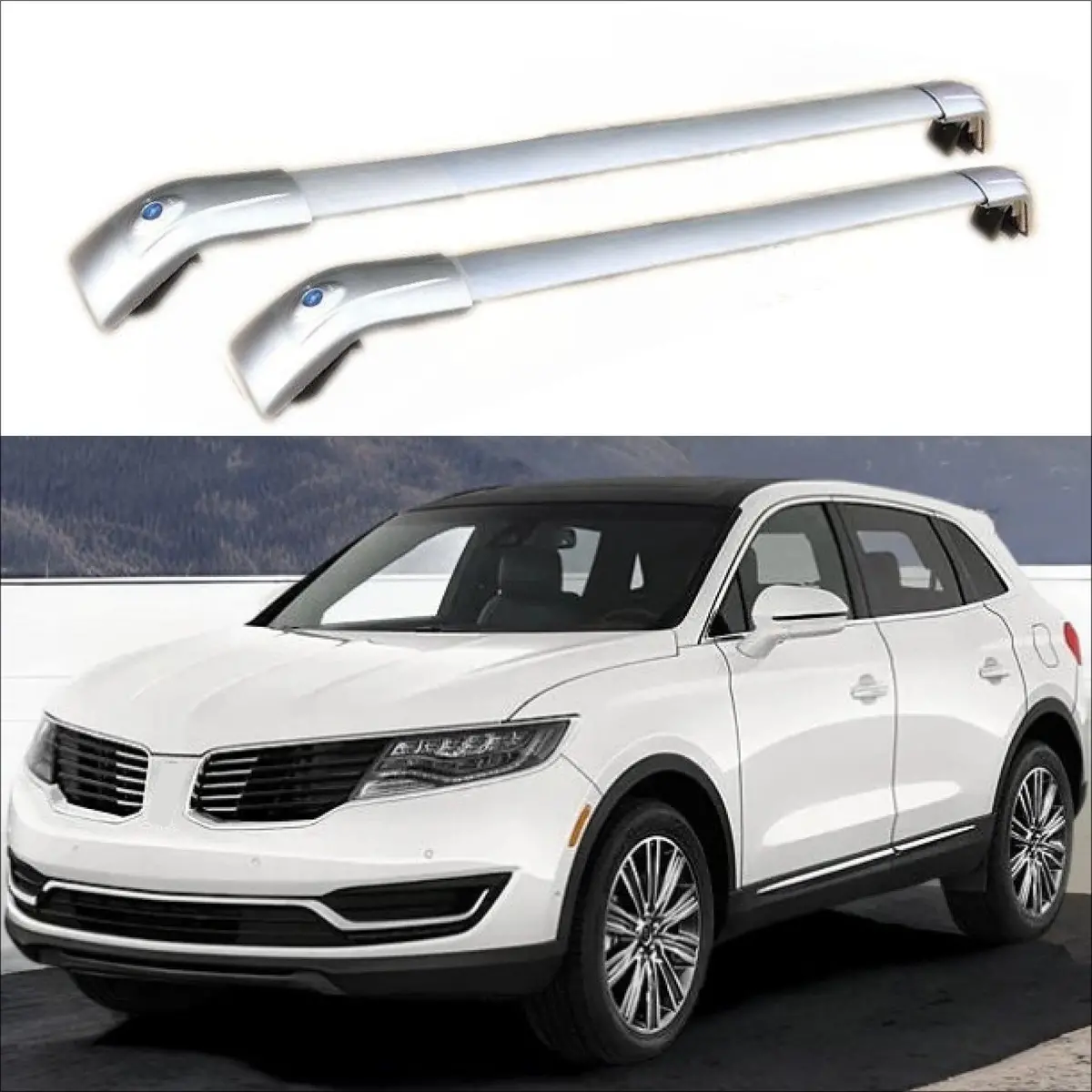 Fit 2016-2019 Lincoln Mkx Sliver Roof Rack Crossbar Luggage Carrier 1